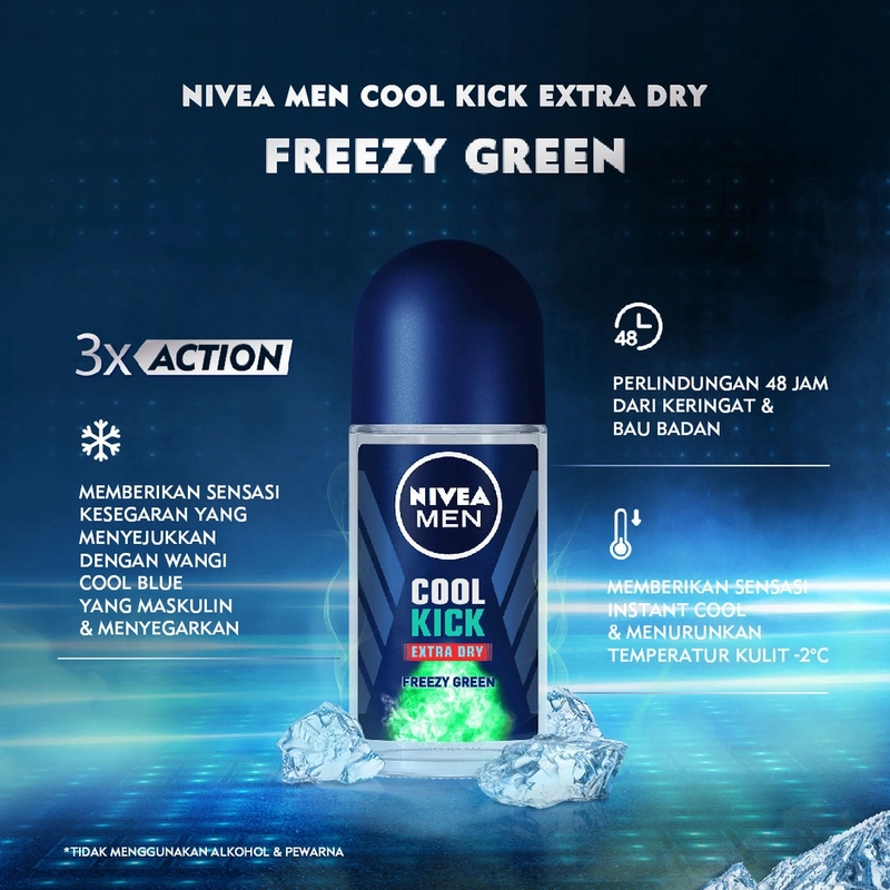 Product image Nivea - NIVEA MEN Cool Kick Freezy Green Deodorant Roll On 50ml Hijau