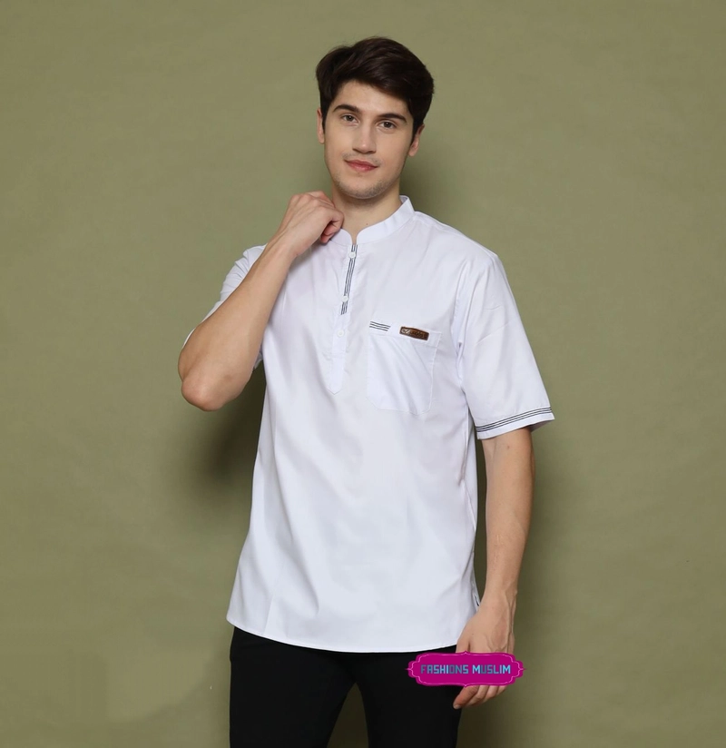 Product image Kois Batik - Baju koko pria dewasa lengan pendek terbaru motif iyan M Koko iyan putih