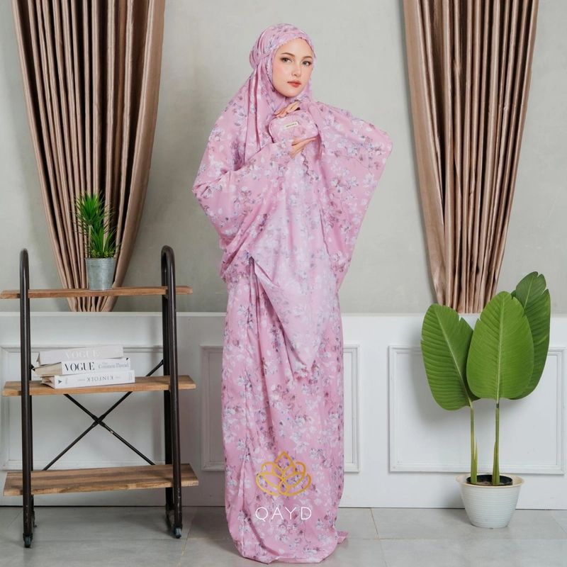 Product image qaydstoreid - Mukena 2in1 Parasut Dahlia Korea Motif Premium parasut melati Pink