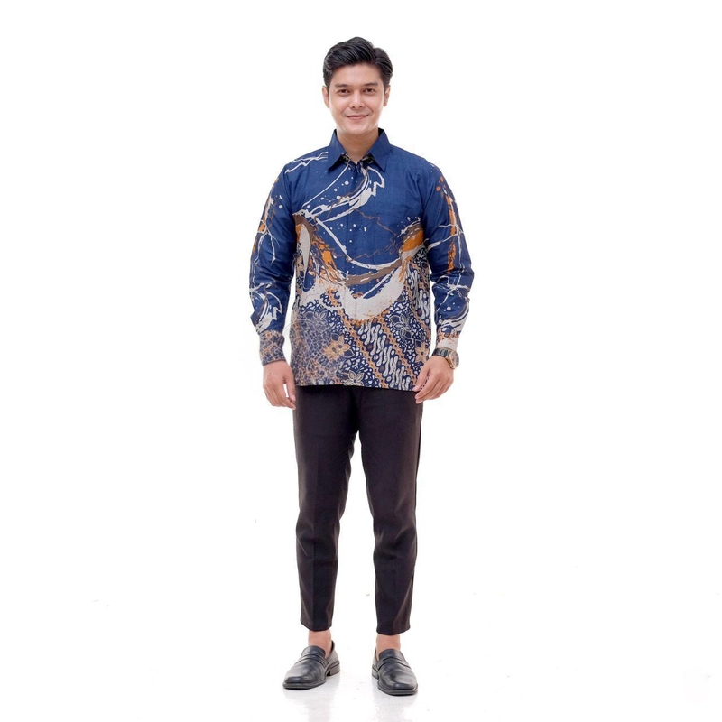 Product image Kois Batik - Kemeja batik pria dewasa lengan panjang motif abstrak M Abstrak navy