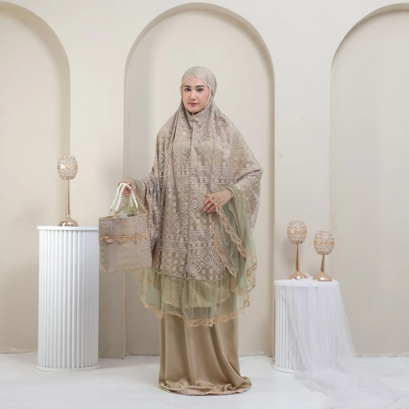 Product image SRIAYU COLLECTION - MUKENA BRUKAT QWINZA 2 NEW BY SRIAYU ALL SIZE KHAKI