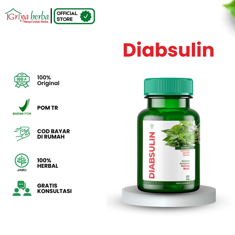 Product image Griya Herba - Diabsulin Obat Herbal Membantu Mengobati Diabetes Kencing Manis 60 Kapsul BPOM 110 gram Original
