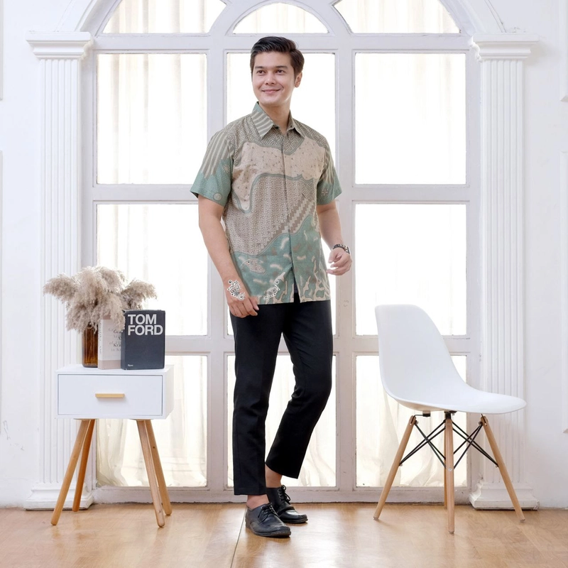 Product image Ks muslim fashion - Kemeja Batik Pria Lengan Pendek Terbaru Motif inara M Hem inara biru