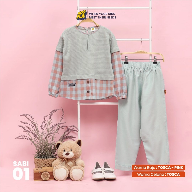 Product image Hoofla - Pakaian Anak Perempuan Sabina One Set M Pink - Tosca