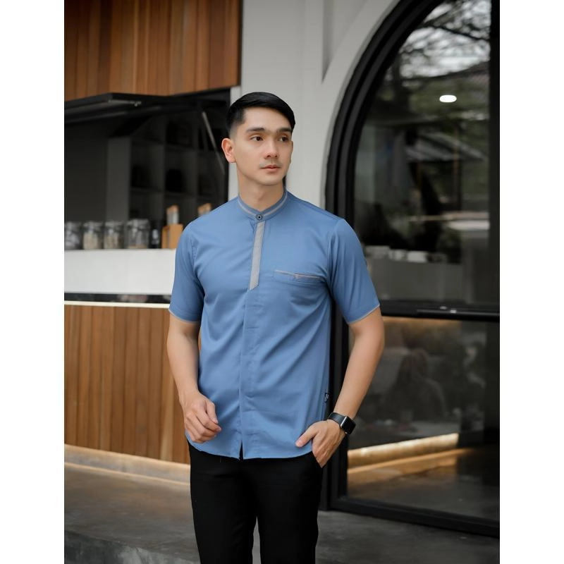 Product image Kois Batik - Baju koko muslim terbaru simpel modern kekinian bagus banget motif bima M Bima denim