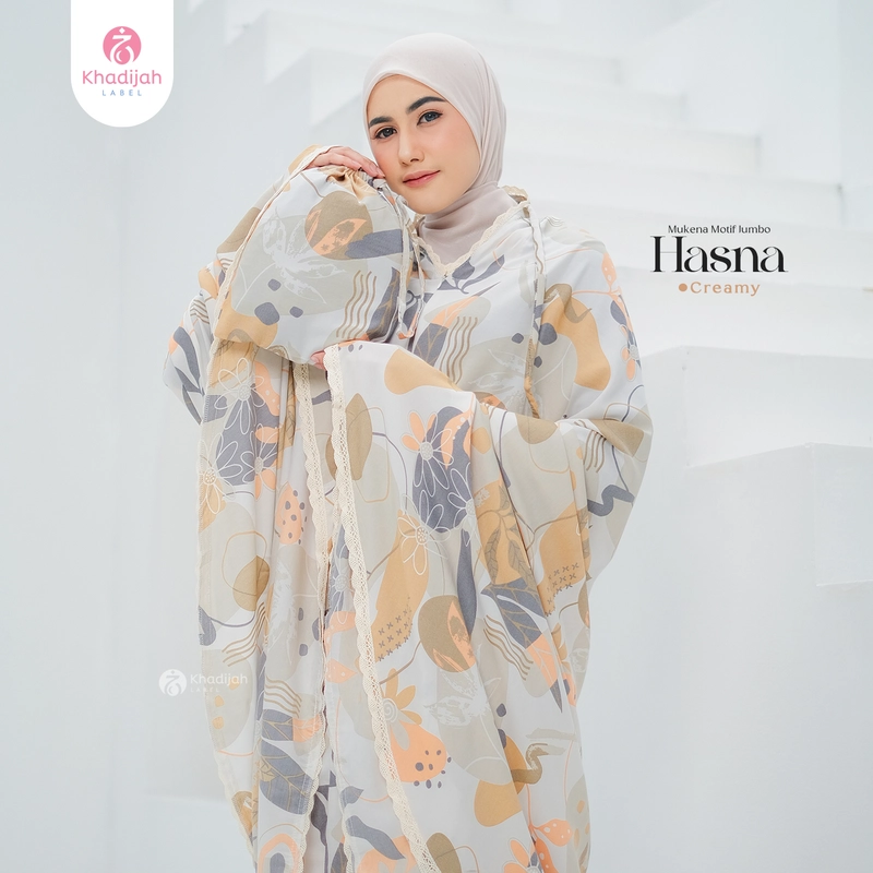 Product image KhadijahLabel - Mukena Dewasa Mukena Jumbo Mukena Motif Hasna Jumbo Creamy