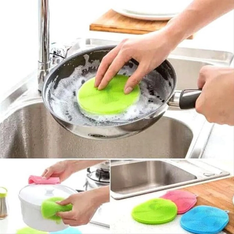 Product image KAMJE Spon Spons Sponge Cuci Piring Silikon Silicone Busa Pembersih Serbaguna KMJ074 KMJ074 RANDOM