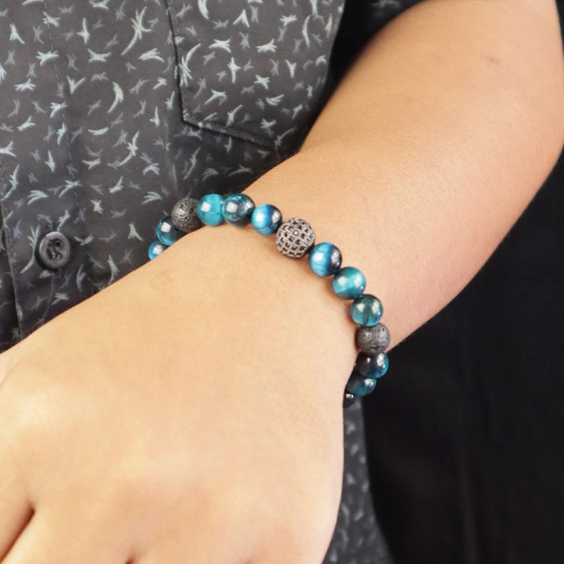 Product image Riza Craft - Gelang Batu Akik Tiger Eye Biru Alam ASLI Natural Original Standard Biru