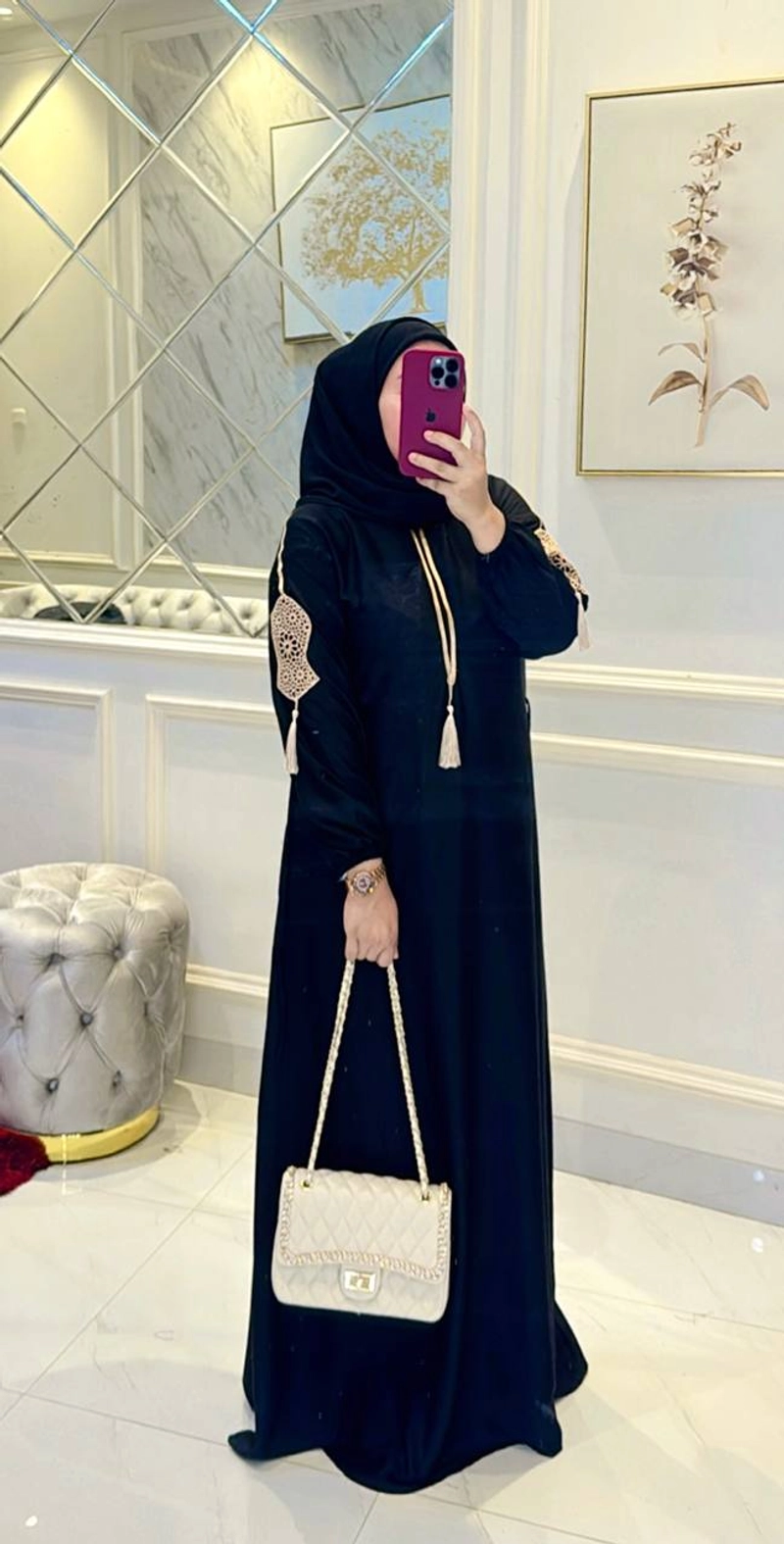 Product image Khisna collection - Gamis abaya bestseller terompah desain yang menarik ada renda terompa Allsize Hitam