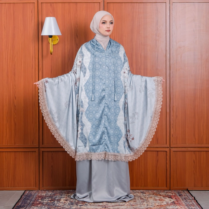 Product image qaydstoreid - Free Sejadah Mukena Zahra 2in1 Armani Silk Premium Jumbo Mewaah Jumbo Zahra Blue