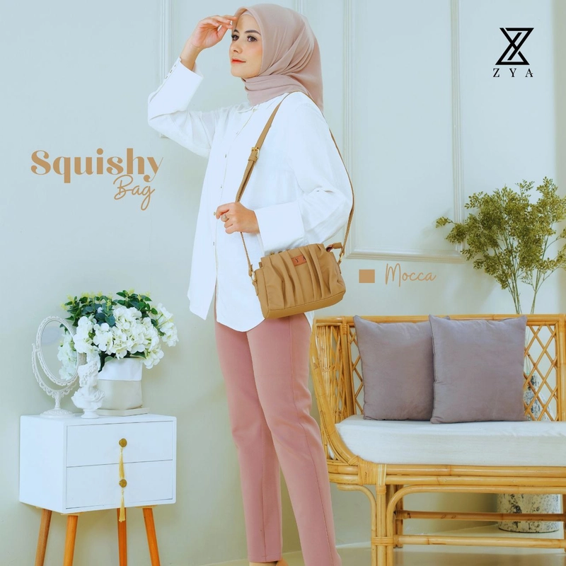 Product image Fashopid - ZYA TAS SELEMPANG WANITA SQUISHY BAG ALL MOKA