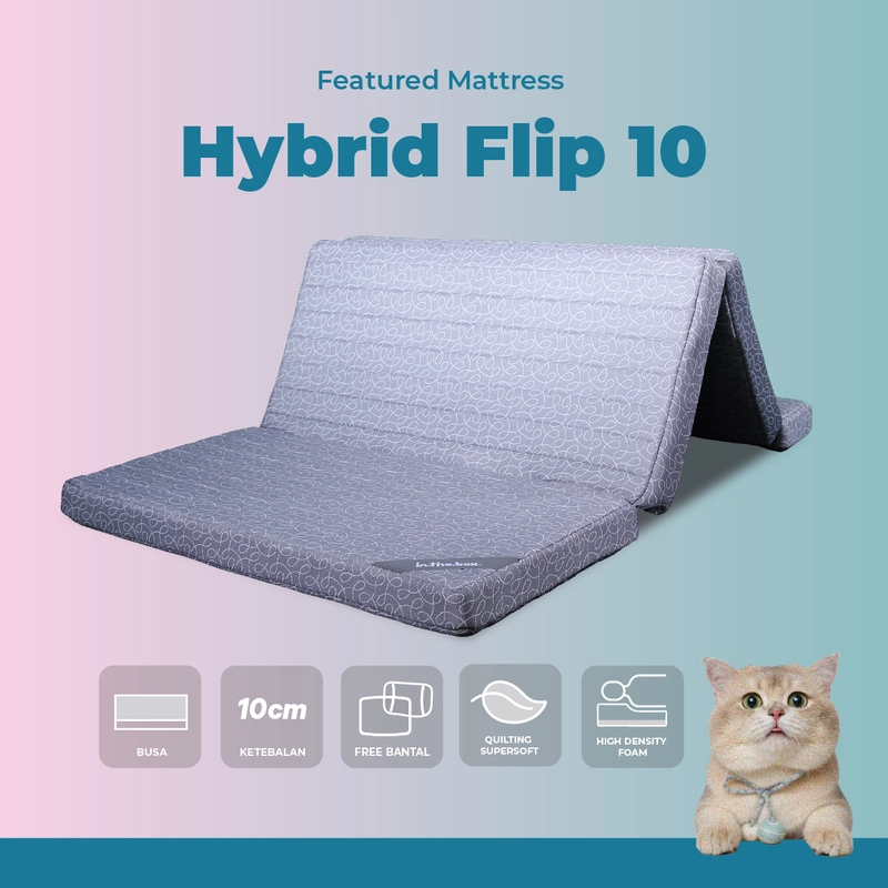 Product image Inthebox - Kasur Lipat Busa INTHEBOX Hybrid Flip 10S -- Free Bantal 160x200 Abu-abu