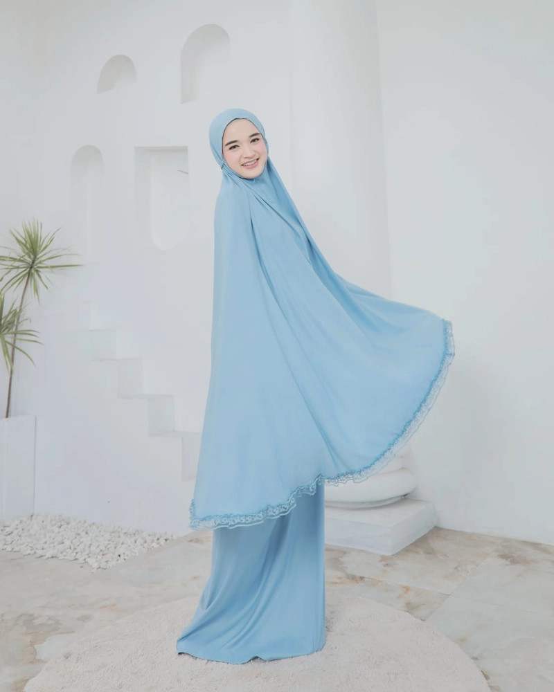 Product image AL Irsyad Store - MUKENA DALANOVA GOWEL free hijab segi 4 JUMBO COLD BLUE