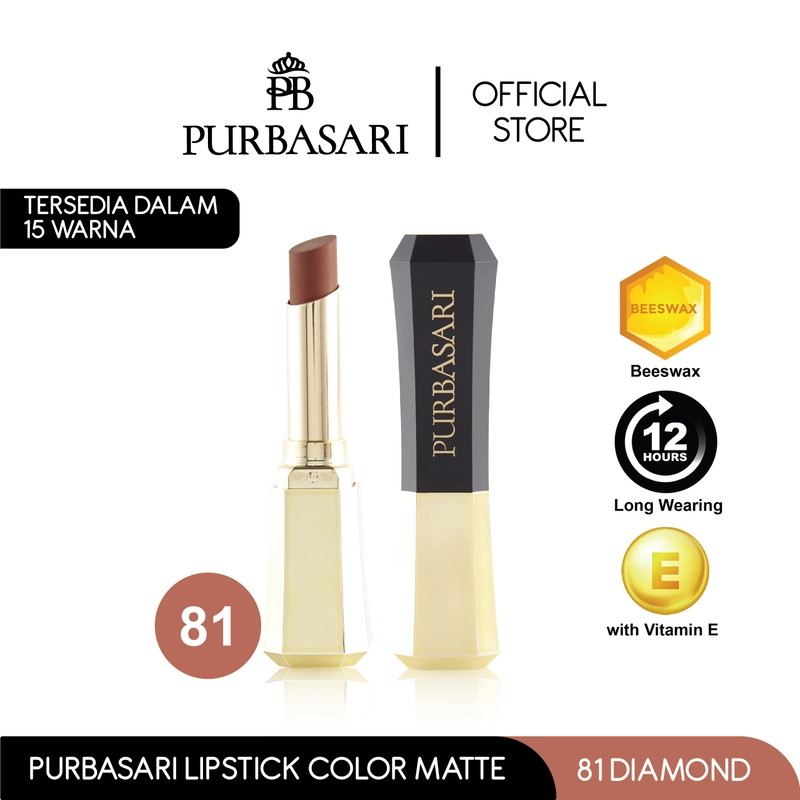 Product image Purbasari Lipstick Color Matte / Lipstick Matte / Lipstick tahan 12jam - Ringan dan lembut di bibir Lipstick Matte 81 Diamond