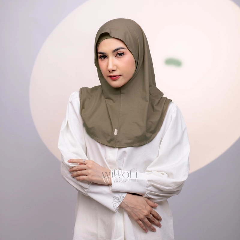 Product image Sakura Baru X Willofi - Hijab Instan Viena Bahan Rayon Premium Kerudung Wanita All Size Army
