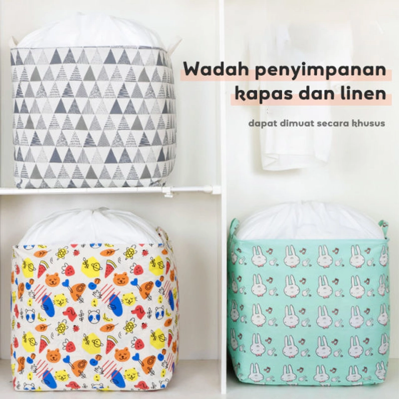 Product image Keranjang Kain Lipat Ukuran 100 Liter Laundry Bag Jumbo Keranjang Lipat Daun Pink