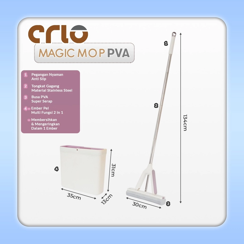 Product image CRIO - Crio Magic MOP PVA Alat Pel Praktis Kain Kanebo 37 x 33 x 15 / 2,3kg Krem Ungu