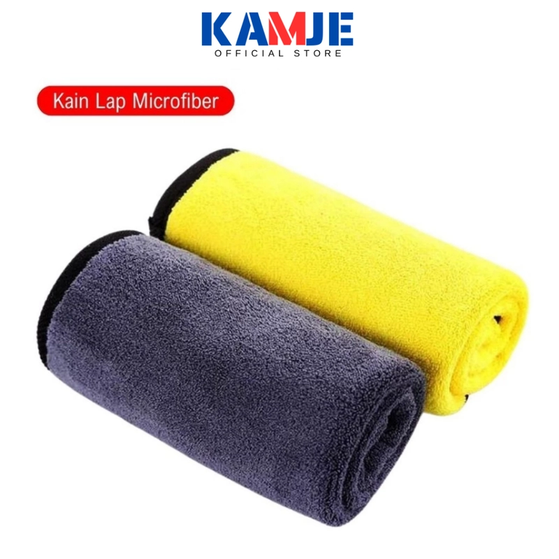 Product image KAMJE Kain Lap Microfiber Kuning Motor Mobil Jumbo 2 Sisi 30x30cm Lembut Tebal Serbaguna KH072 KH072 30 X 30 CM