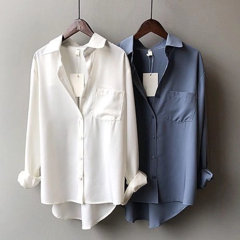 Product image LUXIA - Odie Shirt Basic Kemeja Atasan Blouse Polos Wanita Kerja Korean Style Premium L White