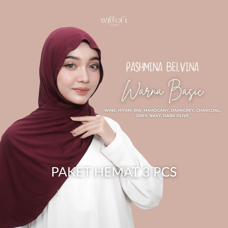 Product image Sakura Baru X Willofi - Paket Hemat 3 PCS 119K Hijab Pashmina Instan Belvina Kerudung Pashmina Musl All Size Warna Basic