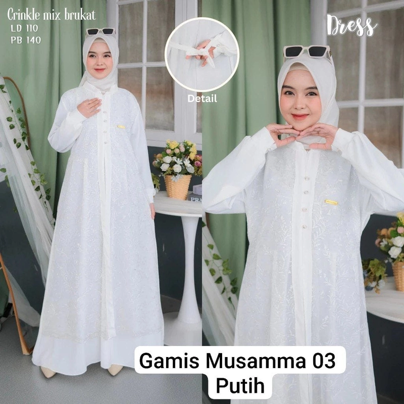 Product image Gamis Wanita/Gamis Putih/Gamis Kondangan/Gamis/Gamis Brokat/Gamis Aishwa Musamma 03 All Size Putih