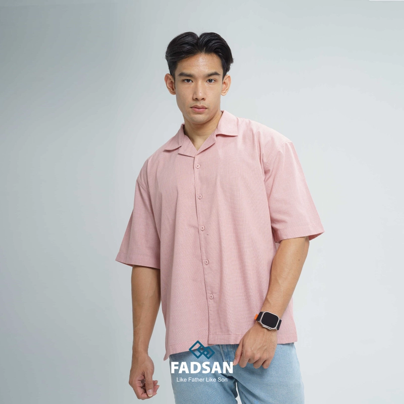 Product image FADSAN - Kemeja Katun Casual Polos Couple Ayah Anak Warna Baby Pink - Kazu Series SIZE ANAK XS KAZU BABY PINK