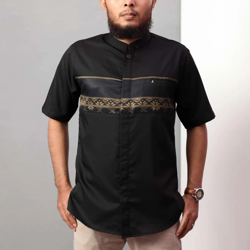 Product image Ibtihal id - KEMEJA KOKO SUBLIM PRIA BERKUALITAS LENGAN PENDEK UKURAN M L XL M HITAM