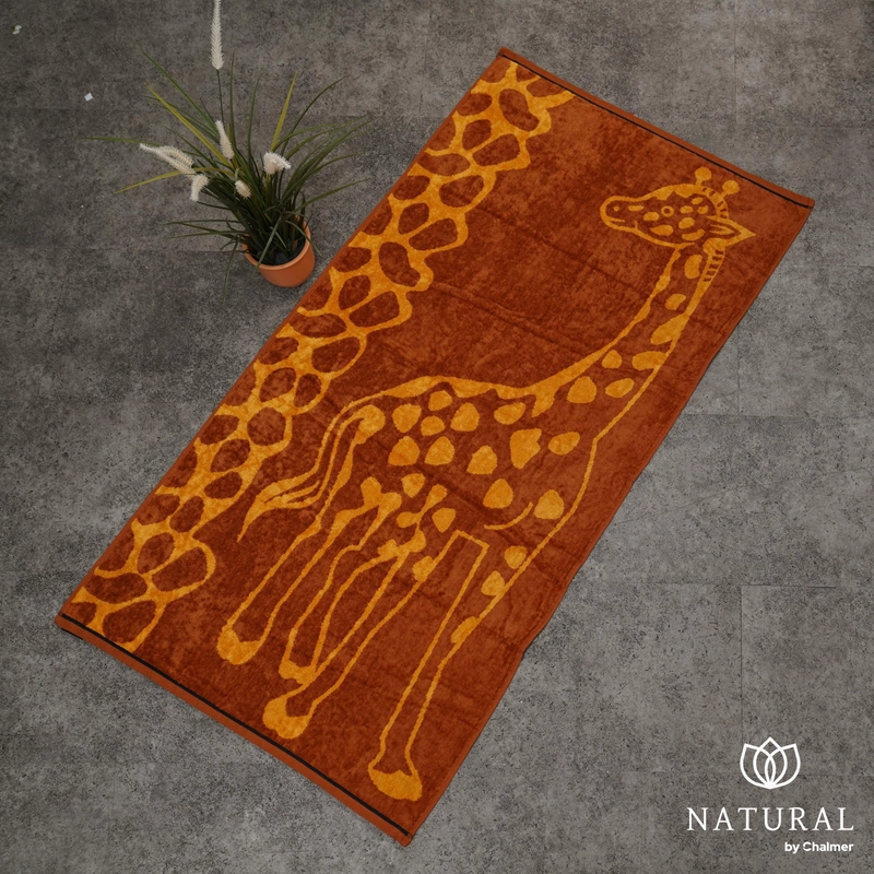 Product image Chalmer - Handuk Mandi Natural 70 x 135 cm Motif Animal Handuk Mandi Dewasa Premium 70 x 135 cm Giraffe Dark Brown