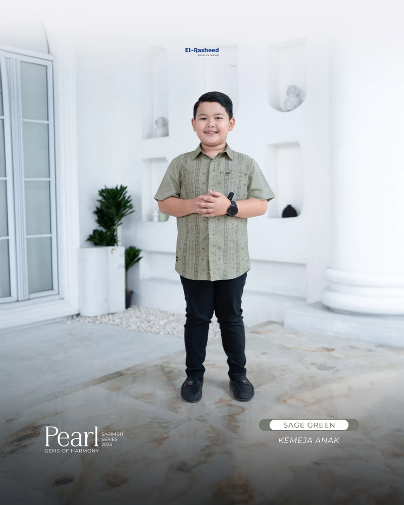 Product image Yasmeera Official - Sarimbit 2025 Pearl Series Warna Sage Green M KEMEJA ANAK SS