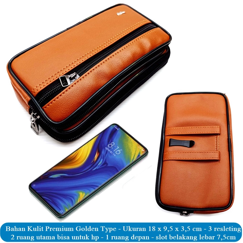 Product image Lanc Fashion - Dompet Sleep 3Ruang Leather Hp Pinggang Pria Lacro Big Size New Warna Cokelat