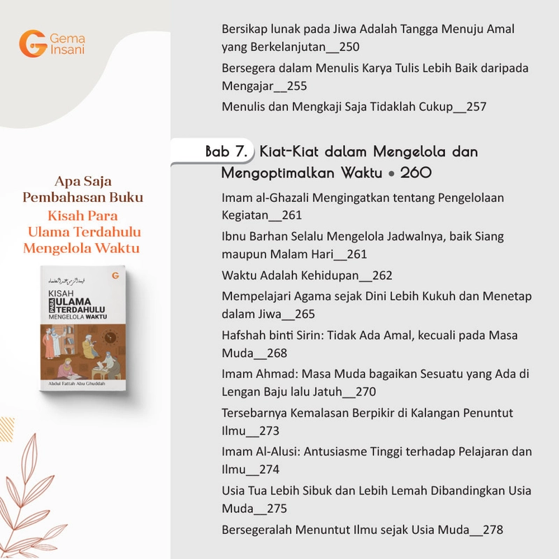 Product image Gema Insani - Kisah Para Ulama Terdahulu Mengelola Waktu 14 x 20 cm SC