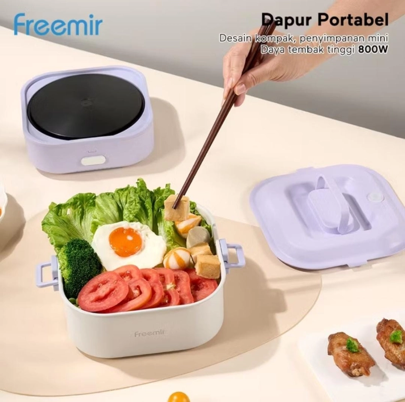 Product image Rizki Electronics - freemir Electric Portable Cooker Lunch Box Serbaguna 2,5 Liter Ungu