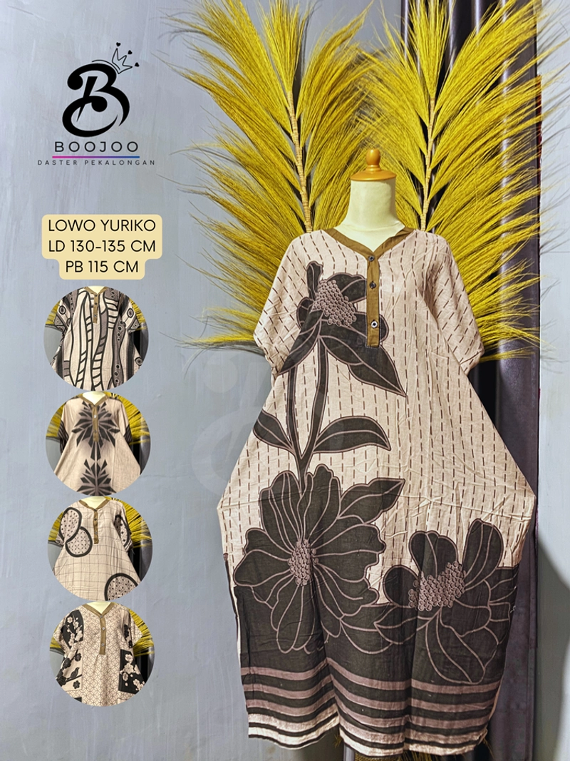 Product image BOOJOO DASTER PEKALONGAN - Boojoo-Daster Lowo YURIKO Bahan Rayon Kekinian Busui Friendly All Size LD 130 YR Bunga Besar