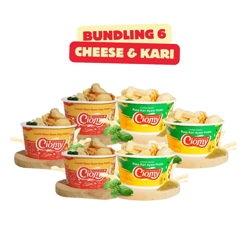 Product image Makanan RIngan Paket Bundling 6  Mix Cheese & Kari Reguler Cup (3 Cheese & 3 Kari)