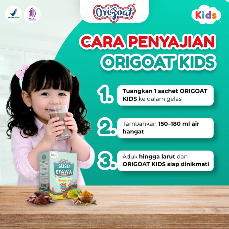 Product image Origoat Kids Susu Kambing Etawa Anak 125gr 1 Box Isi 5 Sachet Original BPOM Meningkatkan Nafsu Makan 125 gram Vanilla