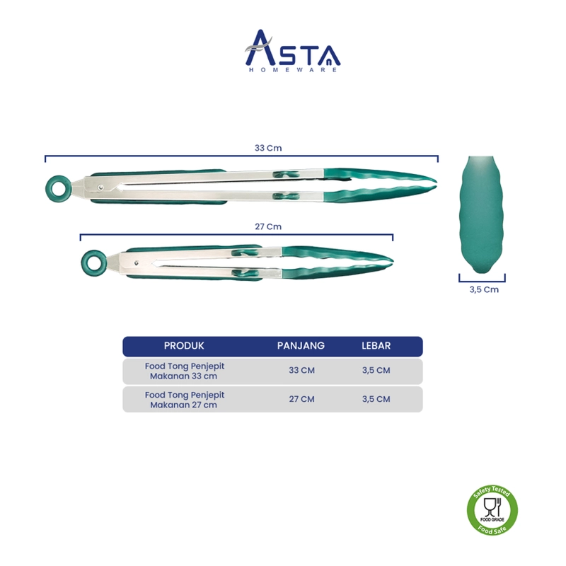 Product image Asta Capitan Makanan Tahan Panas Jepitan Food Grade Stainless Steel 23 dan 30 cm Size 30 cm