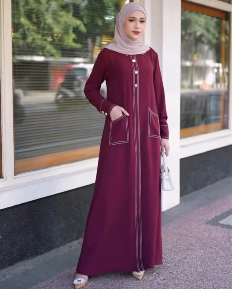 Product image Khisna collection - Abaya wanita gamis saleendra Allsize Marun