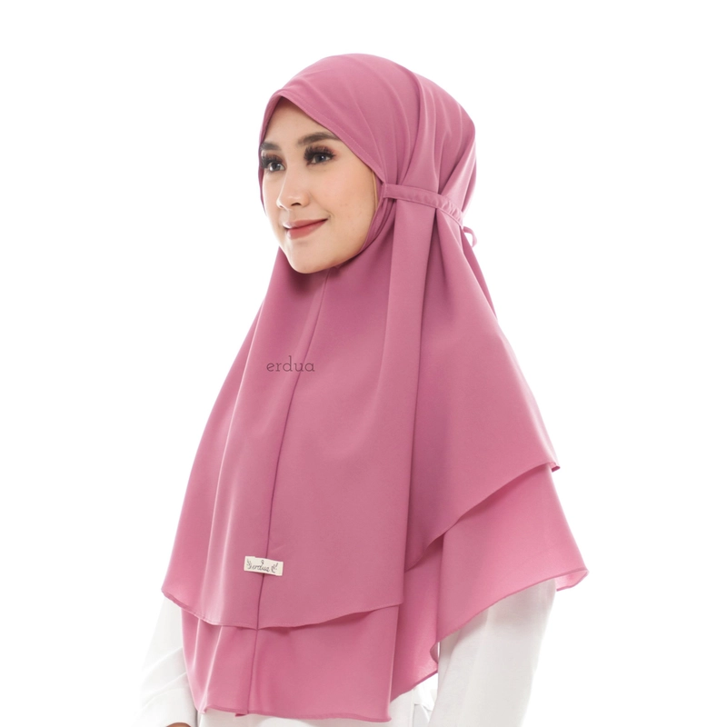 Product image Bergo Tasya By Erdua Bergo Double Hijab Instan Susun Diamond Crepe 2 Layer all size charm pink