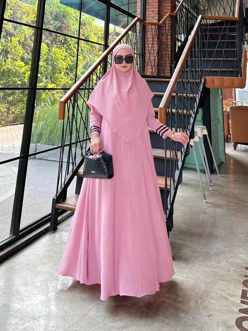 Product image Khisna collection - Gamis syari set hijab wanita sabia kekinian Allsize 115 Pink