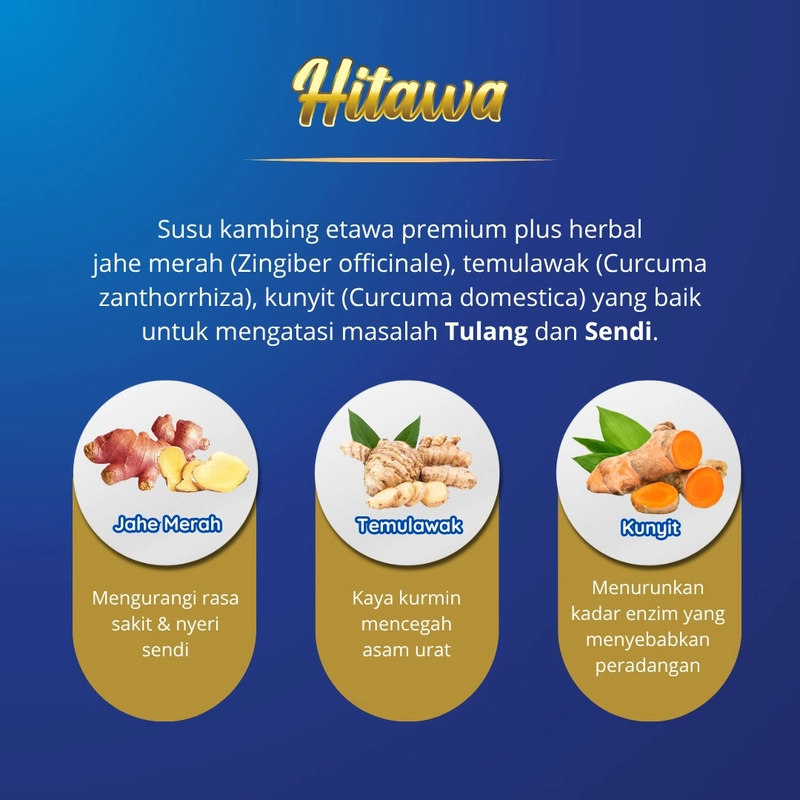 Product image SEBENTAR BELANJA - Hitawa Susu Kambing Etawa Plus Jahe Merah Susu untuk Tulang dan Sendi 200 gram Putih