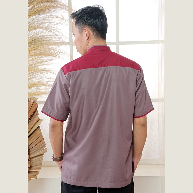 Product image MOSCOU - Baju Kemeja Koko Kemko Muslim Lebaran Pria Dewasa Lengan Pendek Casual Formal Elegan Katun Toyobo Premium Motif Kancing Sanghai Shanghai Cina Terbaru Original Keren Murah Deep Mauve Merah Maroon M Mauve Maroon