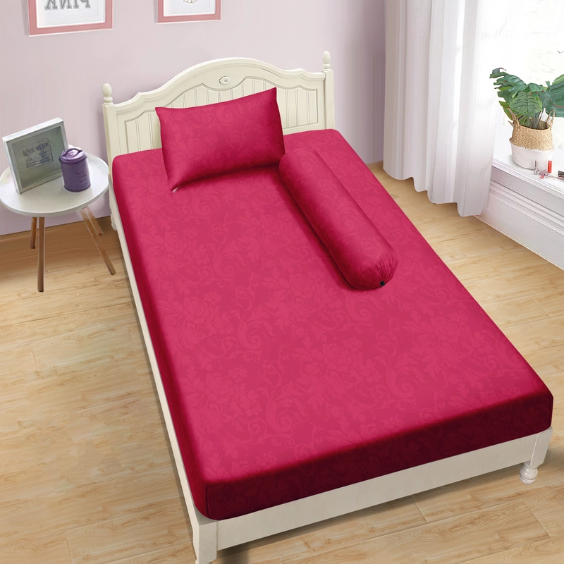 Product image LADY ROSE OFFICIAL - Aloha Max x Ayu Ting Ting Sprei Emboss Burgundy 90x200x25 Single 90