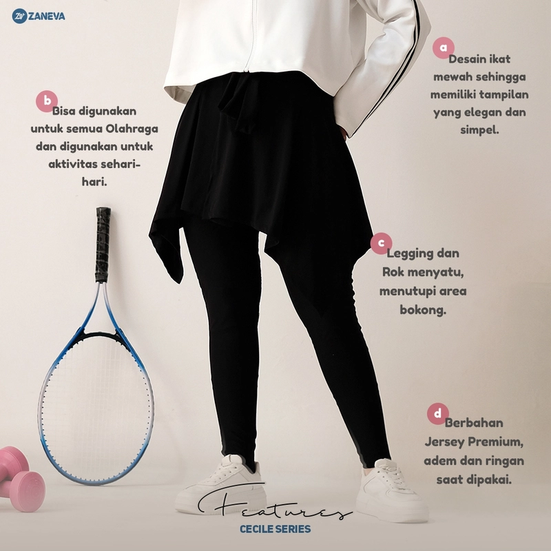 Product image Zaneva Hijab - Cecile Leggingrok sport by Zaneva STANDAR HITAM