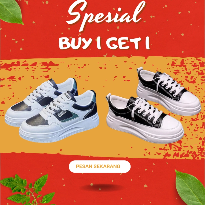 Product image Koekita - Paket Kombinasi Buy 1 Get 1 Sepatu Kets Sneakers Wanita Fashion Clara New LV-001 & LV-002 36 HITAM