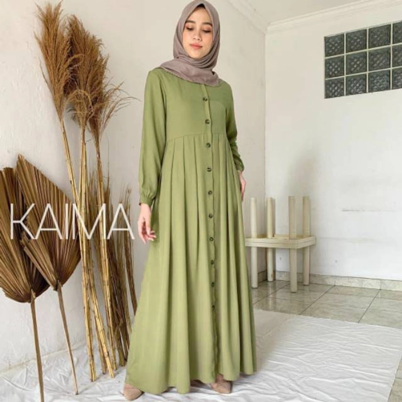 Product image MEQA DAILY - Gamis Kaima Rinjani Kancing Rempel Busui Friendly ALLSIZE Sage