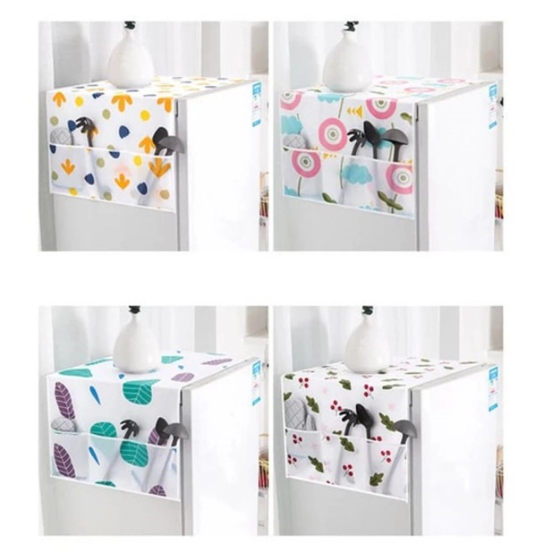 Product image KAHASIL - Cover Penutup Alas Kulkas Mesin Cuci Taplak Meja Anti Air Dengan Tempat Penyimpanan KMJ101 RANDOM