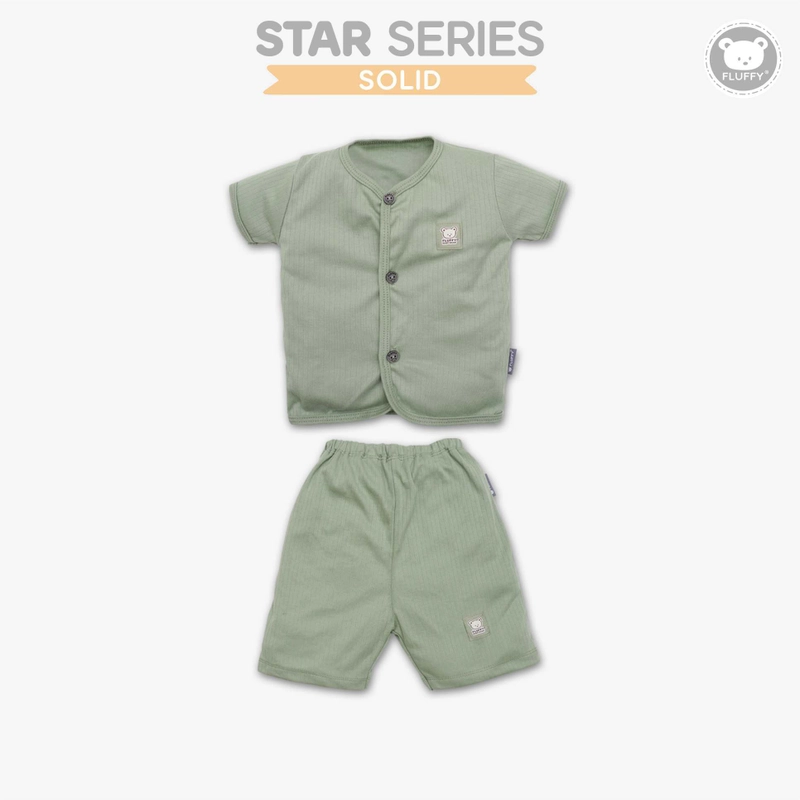 Product image FLUFFY - FLUFFY - FLUFFY Setelan Baju Pendek Pendek STAR (Isi 3Psng) SBD3S SRH SML S (3-6BLN) 5-7KG SBD3S-SRH-S
