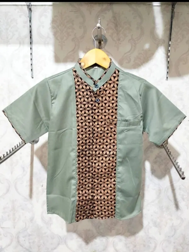 Product image Kois Batik - COUPLEN BAJU KOKO AYAH DAN ANAK ARJUNA NEW TERBARU WARNA HIJAU SAGE M Anak arjuna