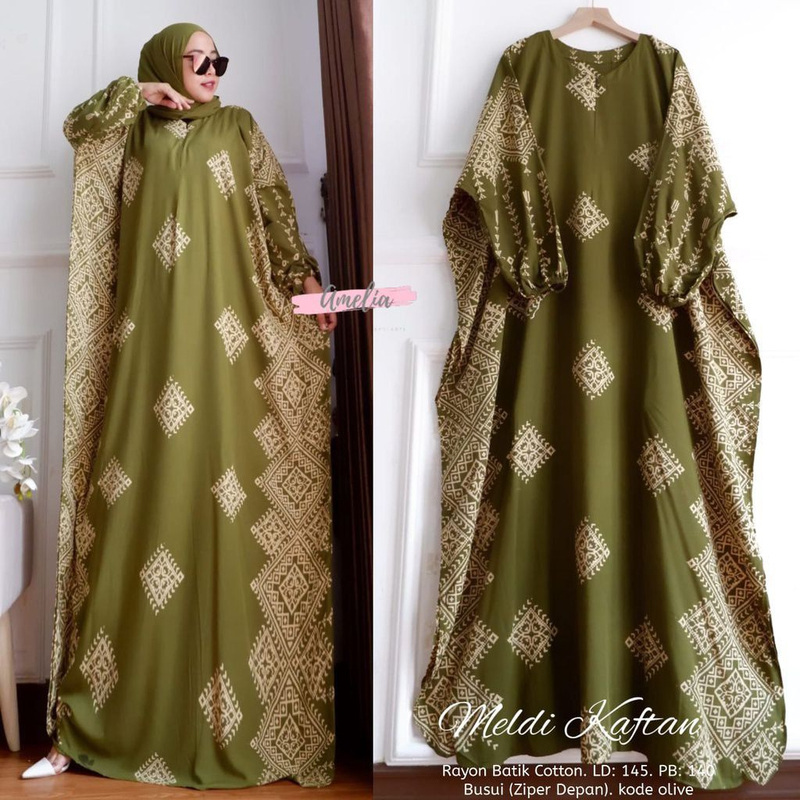 BATIK KAFTAN MELDI JUMBO Allsize Hijau Pupus
