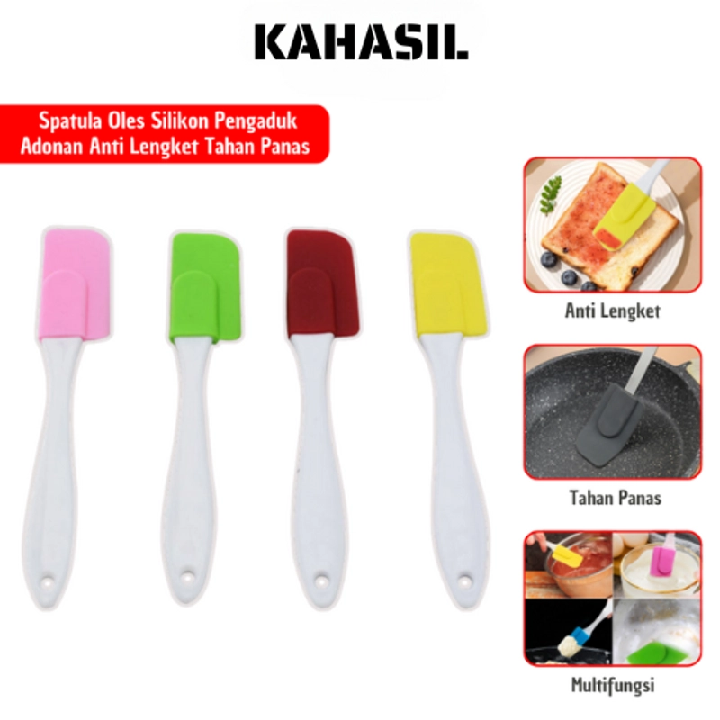 Product image KAHASIL - Spatula Kuas Oles Silikon Sendok Sutil Pengaduk Adonan Kue Anti Lengket Tahan Panas KMJ098 RANDOM